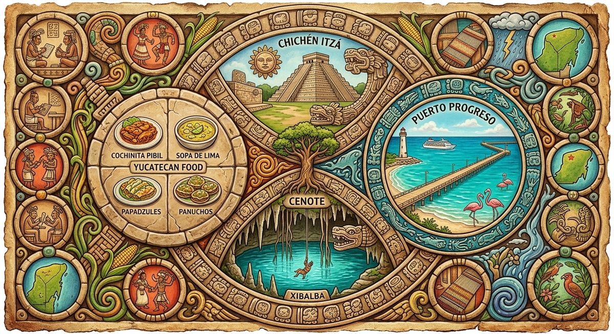 Yucatán mapa ilustrado
